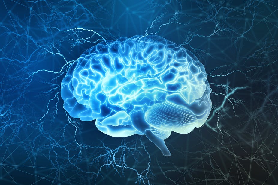 imagem de cérebro em tons de azul